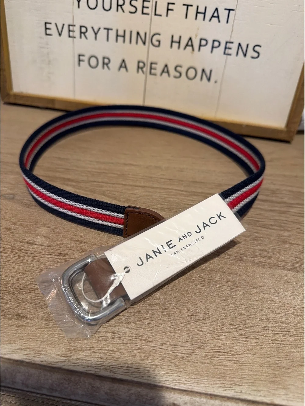 Janie and Jack Toddler Boys' Navy, Red & White Striped Elastic Belt Size 2T-3T